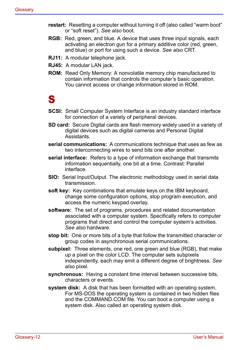 Toshiba Portege S100 User Manual | Page 208 / 216