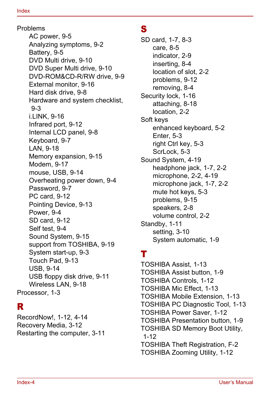 Toshiba Portege S100 User Manual | Page 214 / 216