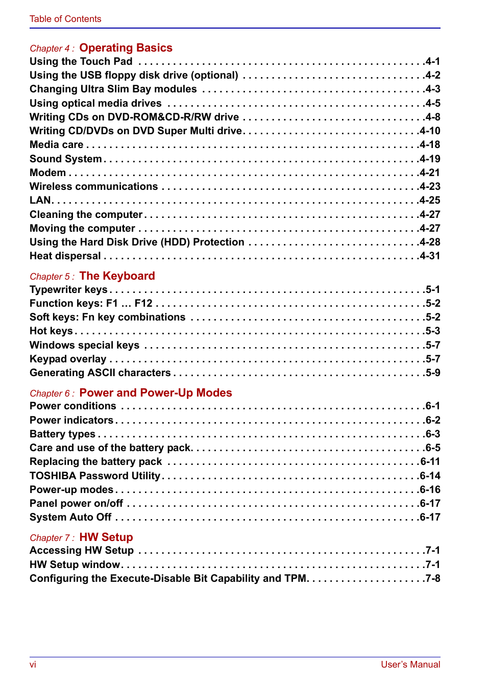 Toshiba Portege S100 User Manual | Page 6 / 216