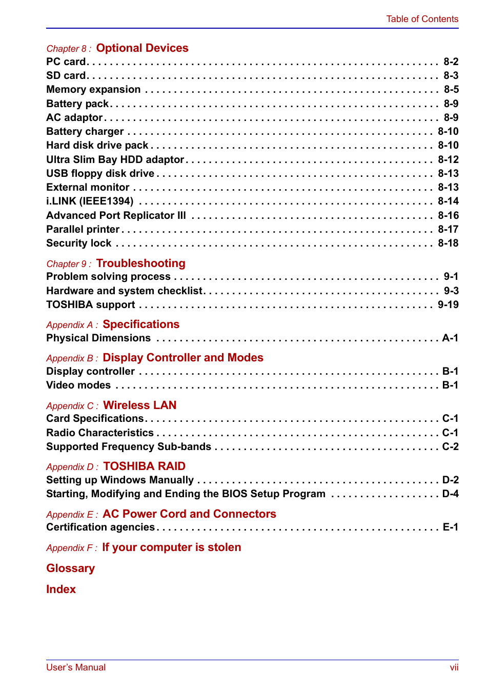 Toshiba Portege S100 User Manual | Page 7 / 216