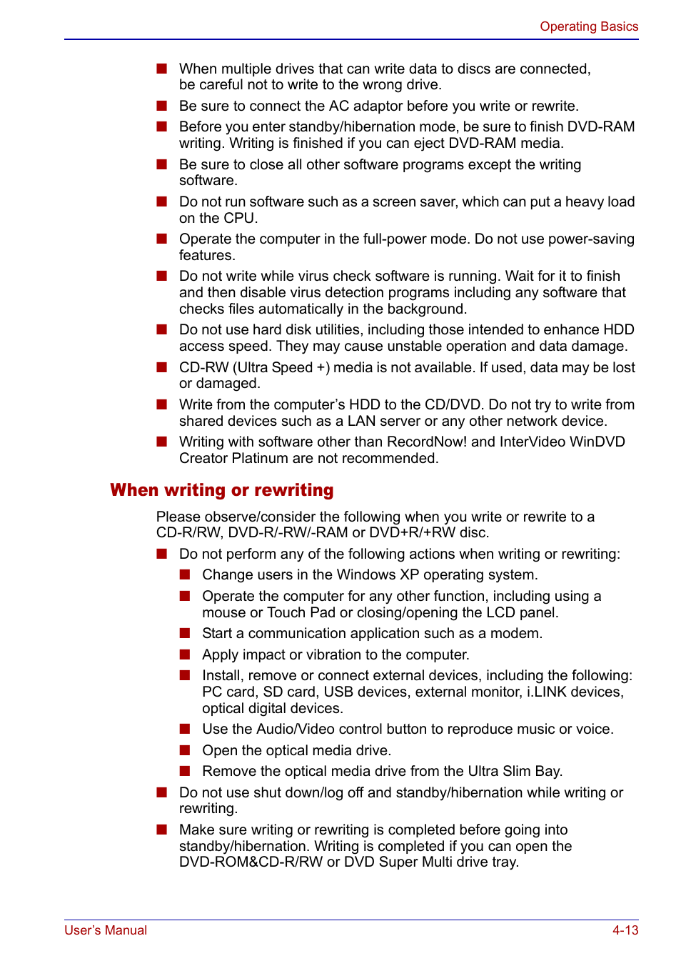 When writing or rewriting | Toshiba Portege S100 User Manual | Page 75 / 216