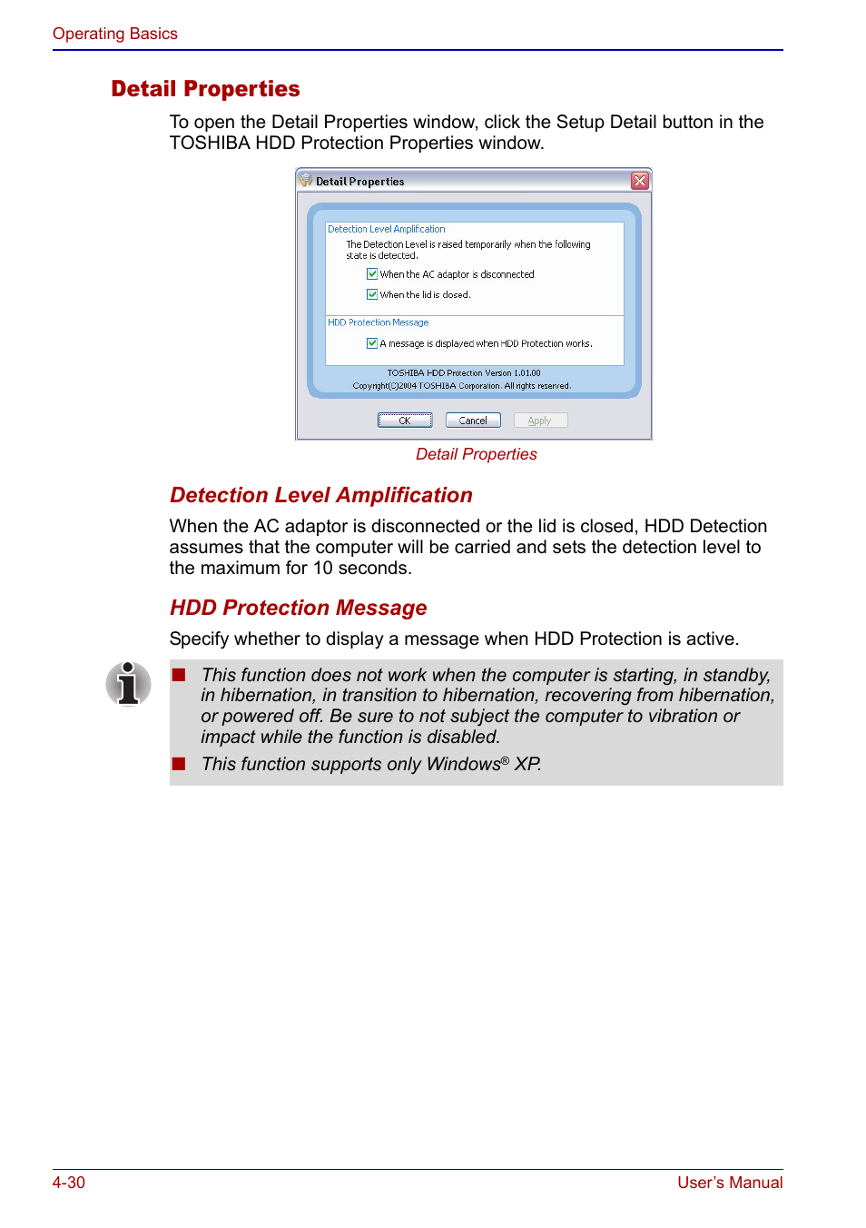 Detail properties | Toshiba Portege S100 User Manual | Page 92 / 216