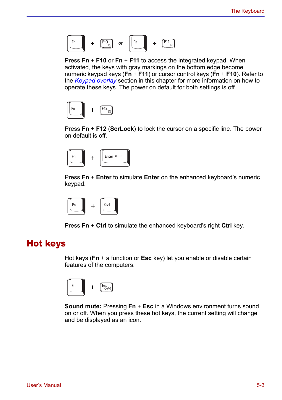 Hot keys, Hot keys -3 | Toshiba Portege S100 User Manual | Page 97 / 216