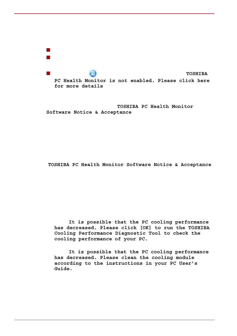 Starting the toshiba pc health monitor | Toshiba Portege M750 User Manual | Page 244 / 270