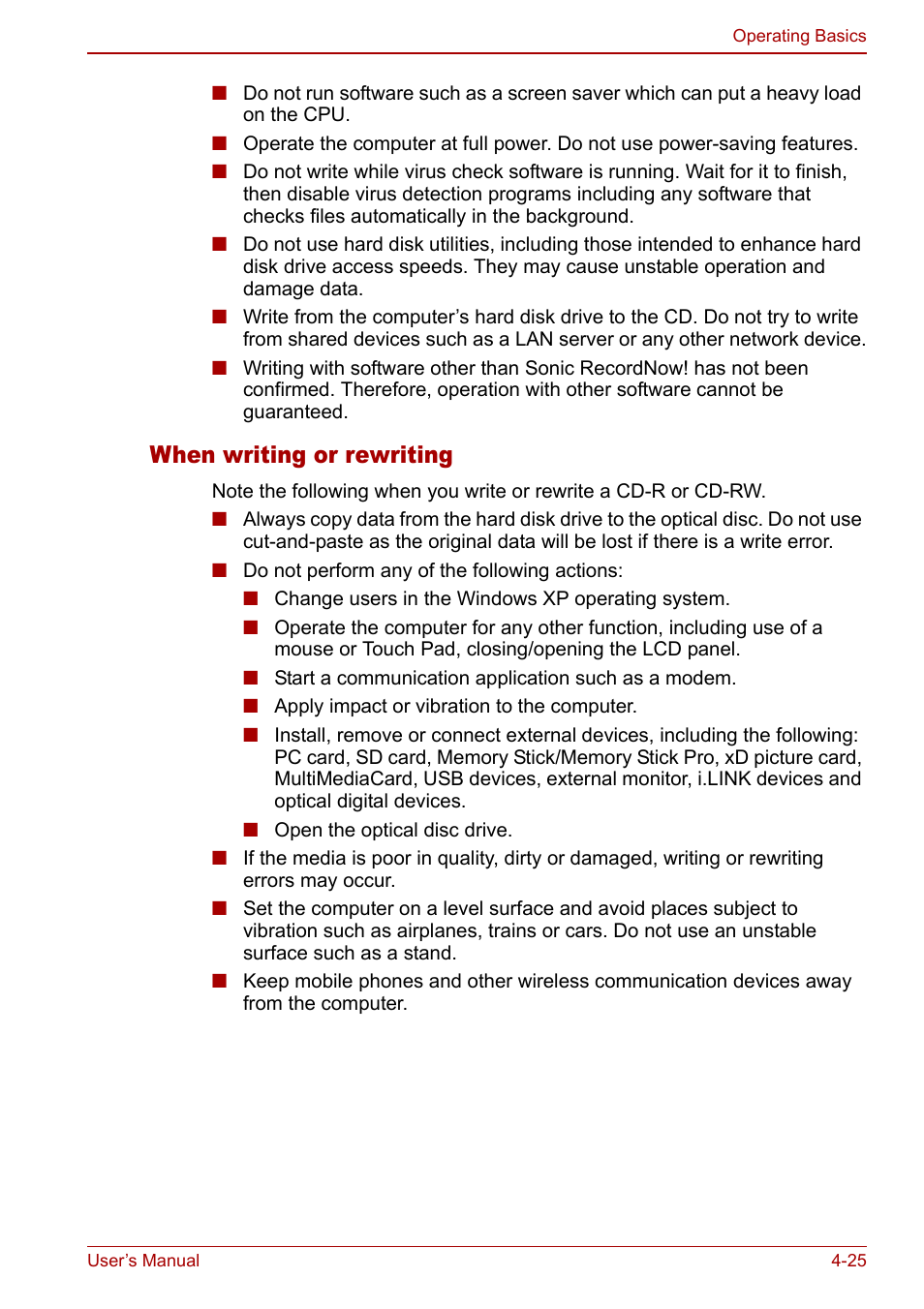 When writing or rewriting | Toshiba Tecra M7 User Manual | Page 113 / 244