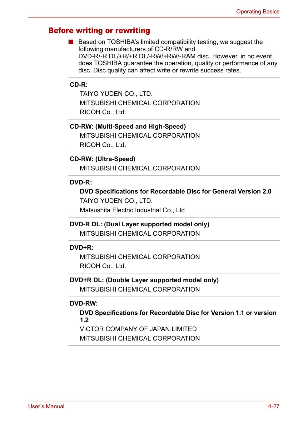 Before writing or rewriting | Toshiba Tecra M7 User Manual | Page 115 / 244