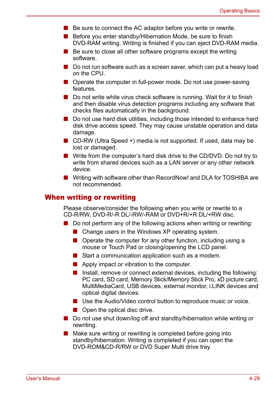 When writing or rewriting | Toshiba Tecra M7 User Manual | Page 117 / 244