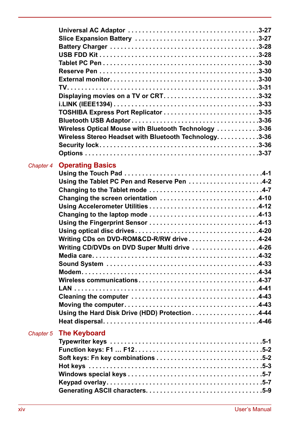 Toshiba Tecra M7 User Manual | Page 14 / 244