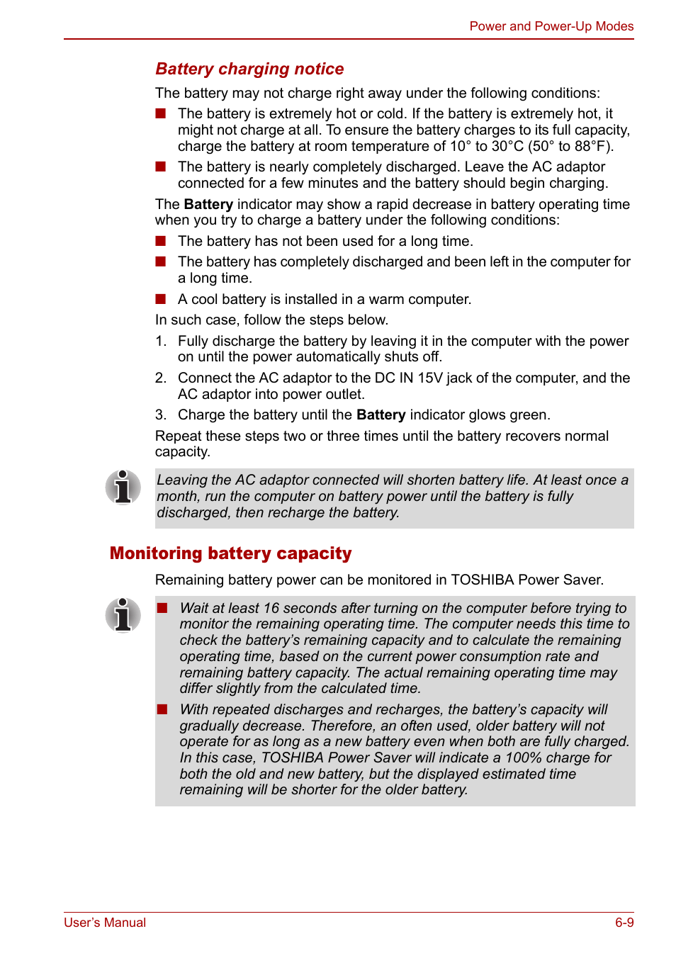 Monitoring battery capacity | Toshiba Tecra M7 User Manual | Page 153 / 244