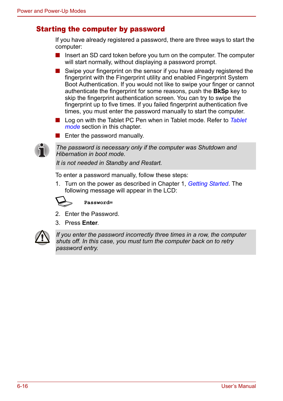 Starting the computer by password | Toshiba Tecra M7 User Manual | Page 160 / 244