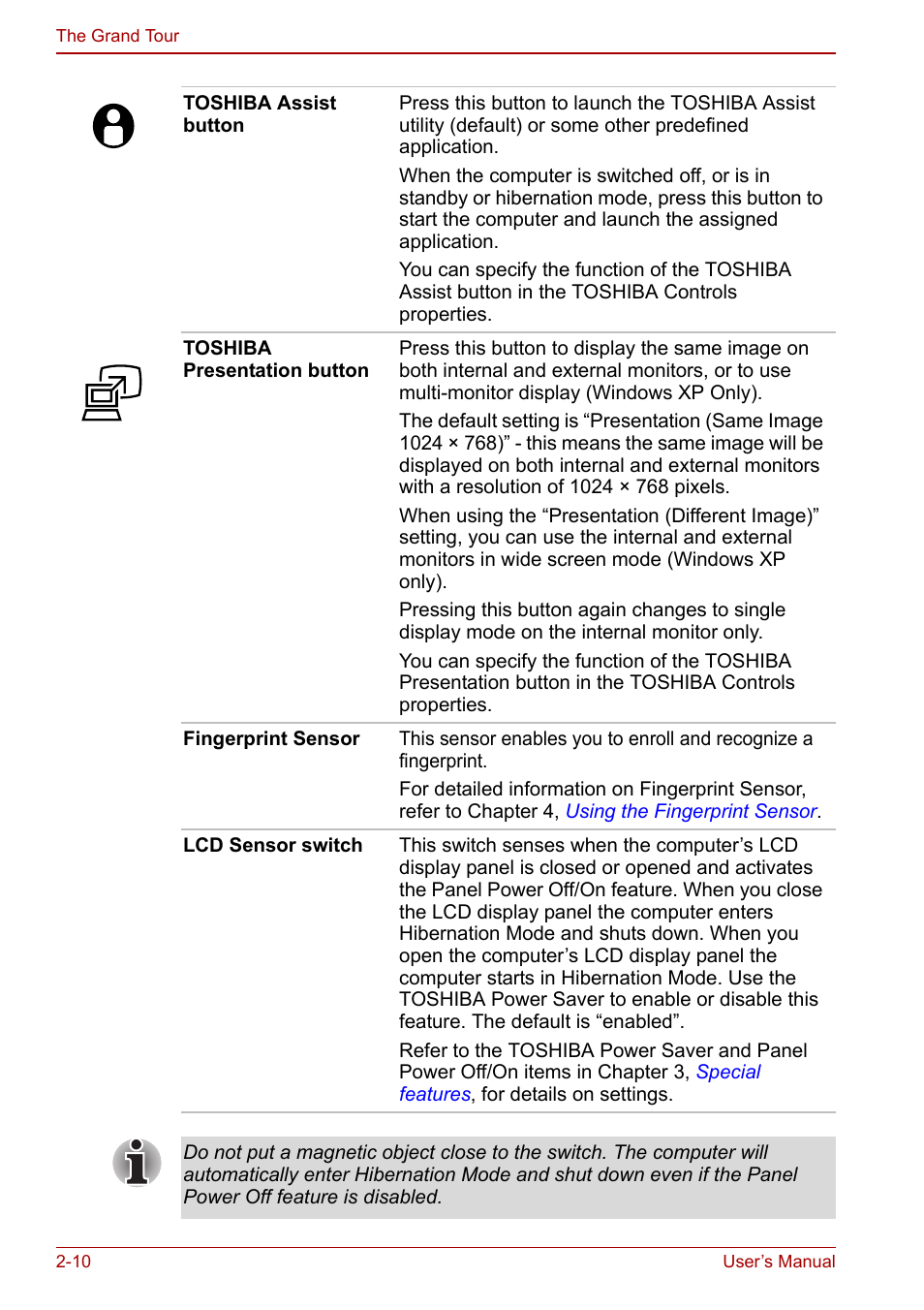 Toshiba Tecra M7 User Manual | Page 44 / 244