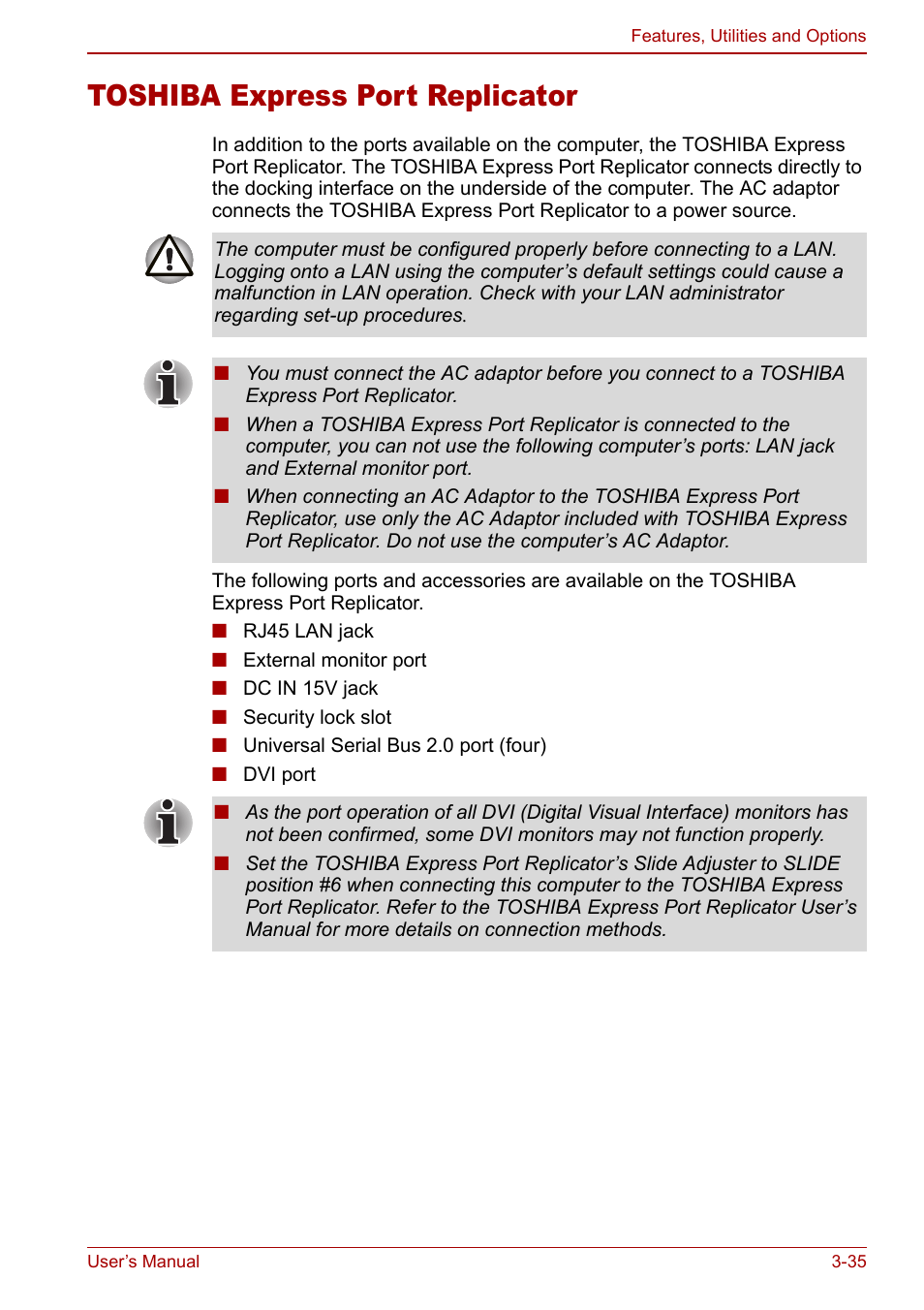 Toshiba express port replicator, Toshiba express port replicator -35 | Toshiba Tecra M7 User Manual | Page 85 / 244