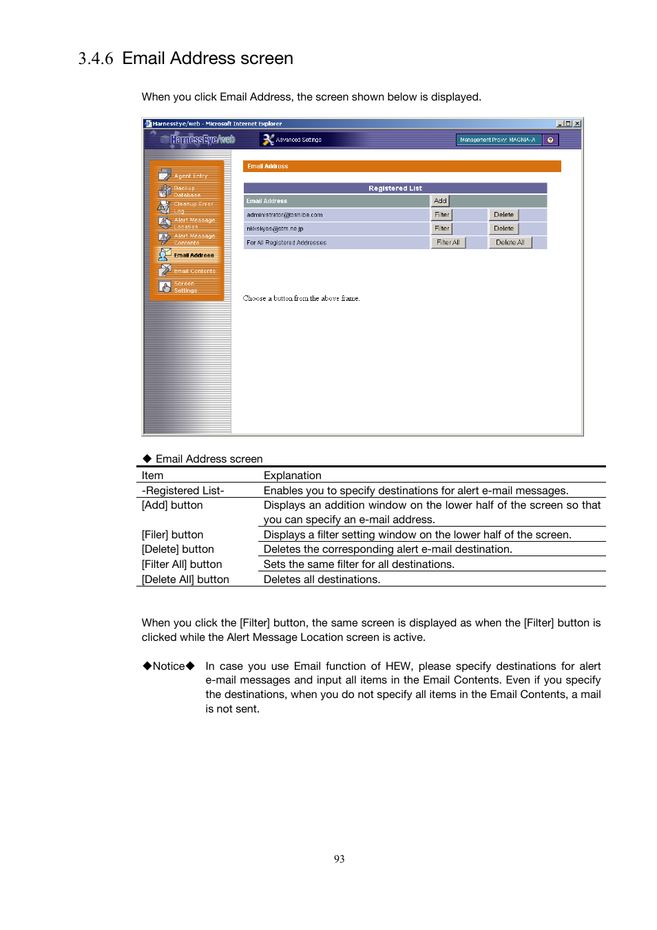 6 email address screen | Toshiba Magnia 3310 User Manual | Page 102 / 154