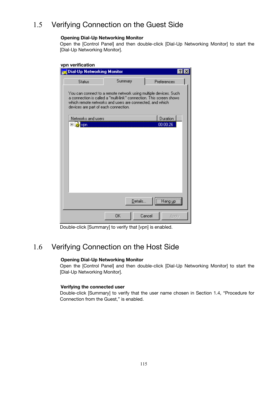 5 verifying connection on the guest side, 6 verifying connection on the host side | Toshiba Magnia 3310 User Manual | Page 124 / 154