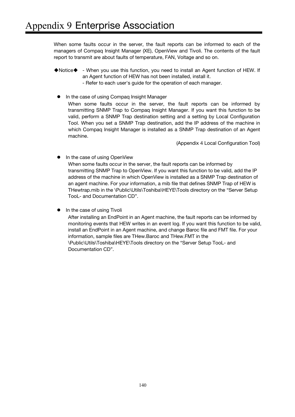 Appendix 9 enterprise association | Toshiba Magnia 3310 User Manual | Page 149 / 154