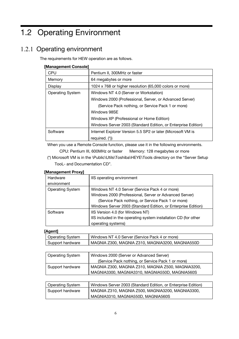 2 operating environment, 1 operating environment | Toshiba Magnia 3310 User Manual | Page 15 / 154