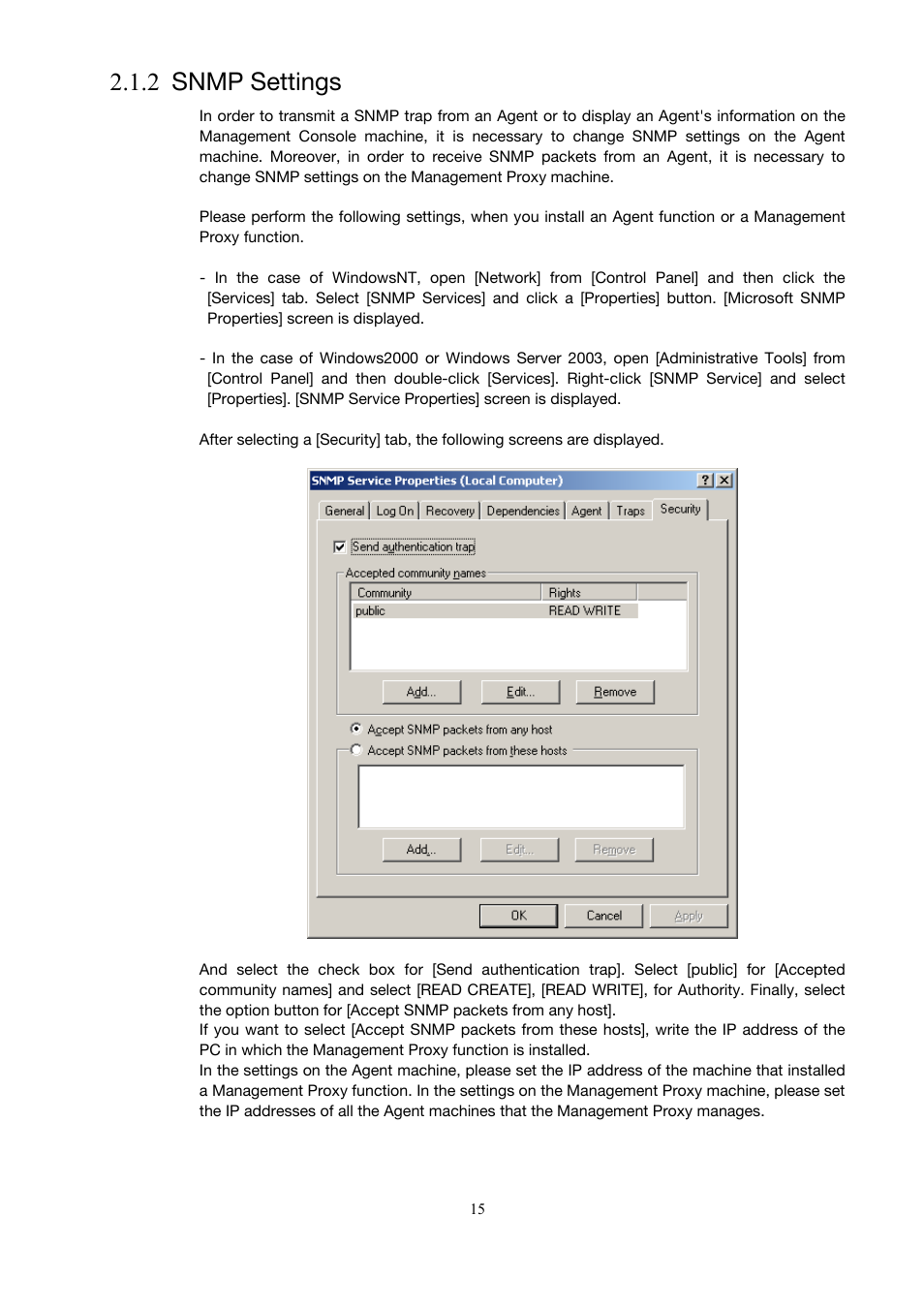 2 snmp settings | Toshiba Magnia 3310 User Manual | Page 24 / 154