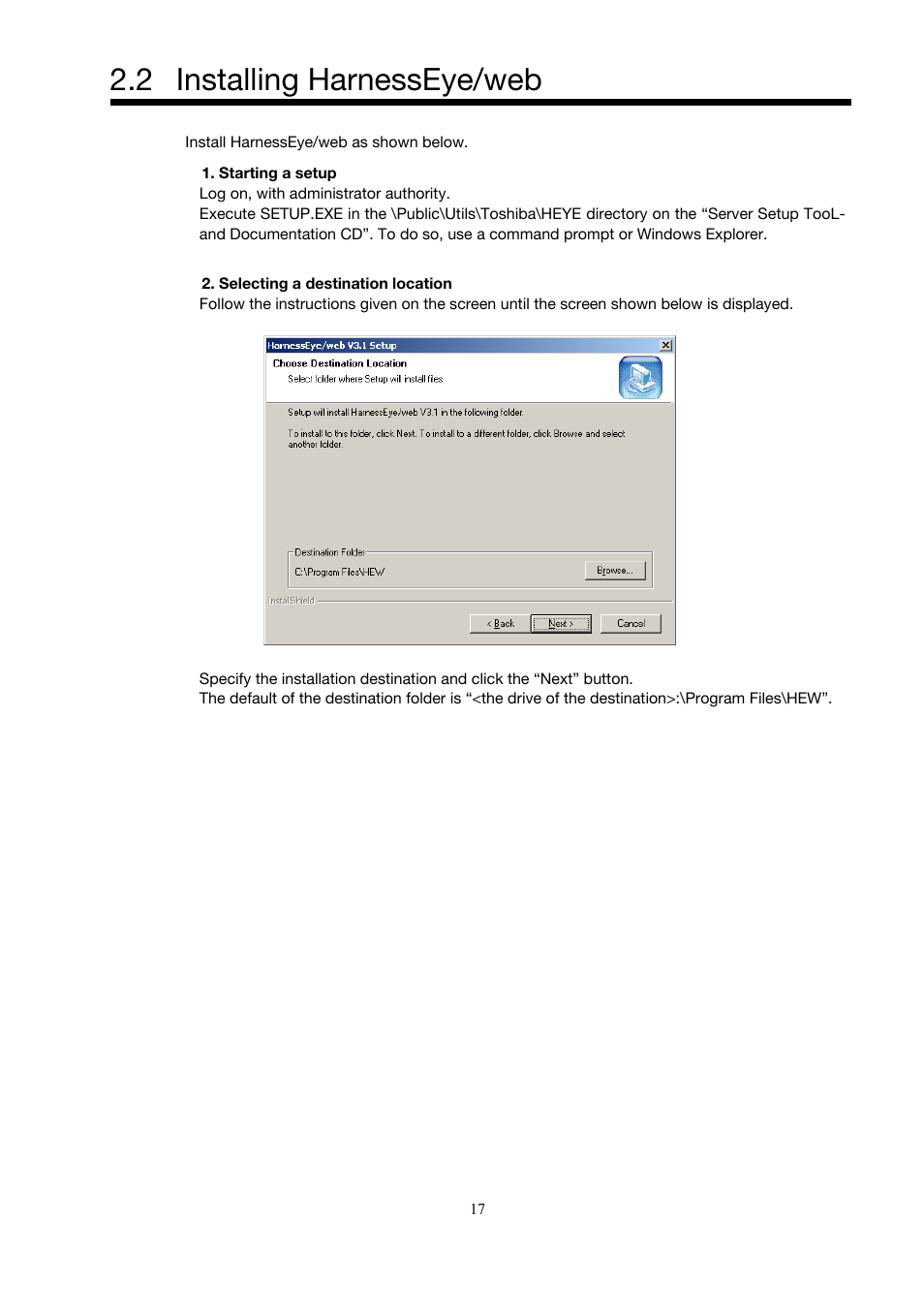 2 installing harnesseye/web | Toshiba Magnia 3310 User Manual | Page 26 / 154