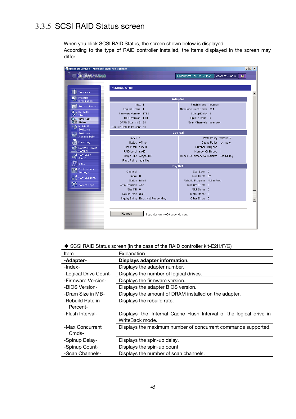 5 scsi raid status screen | Toshiba Magnia 3310 User Manual | Page 54 / 154