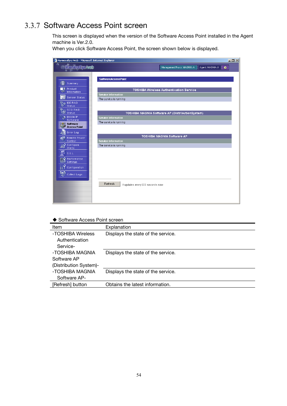 7 software access point screen | Toshiba Magnia 3310 User Manual | Page 63 / 154