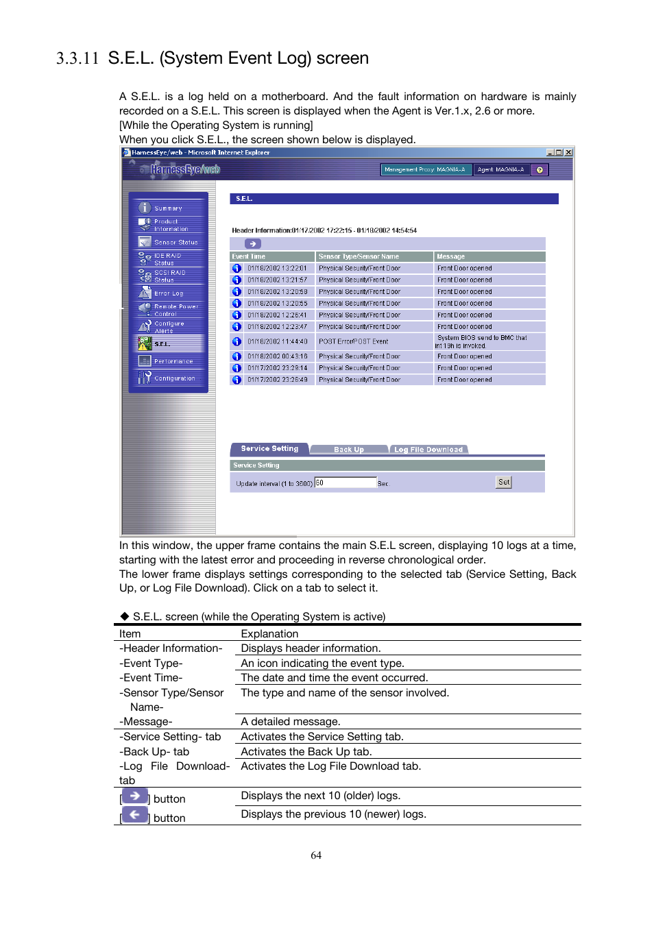 11 s.e.l. (system event log) screen | Toshiba Magnia 3310 User Manual | Page 73 / 154