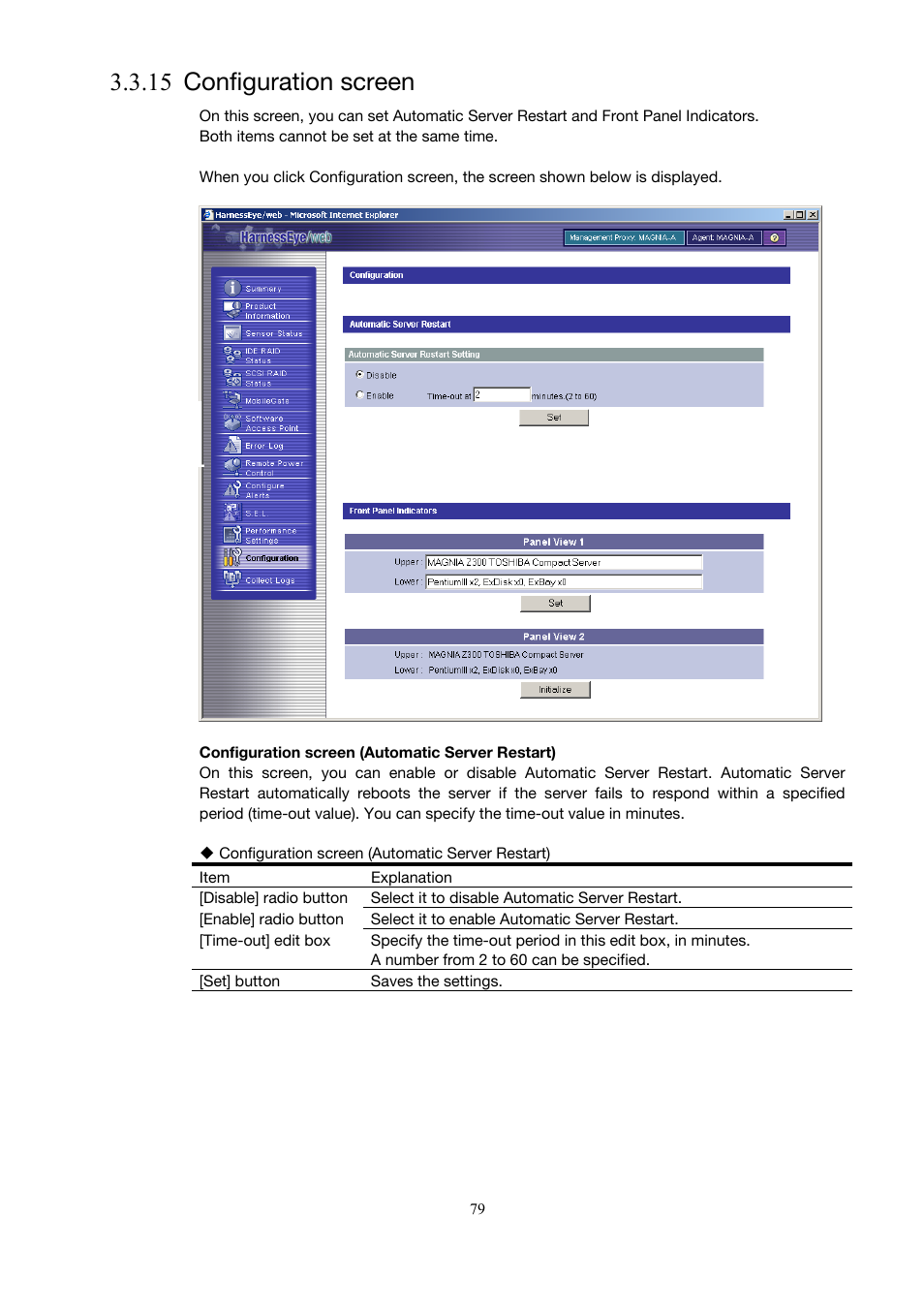 15 configuration screen | Toshiba Magnia 3310 User Manual | Page 88 / 154