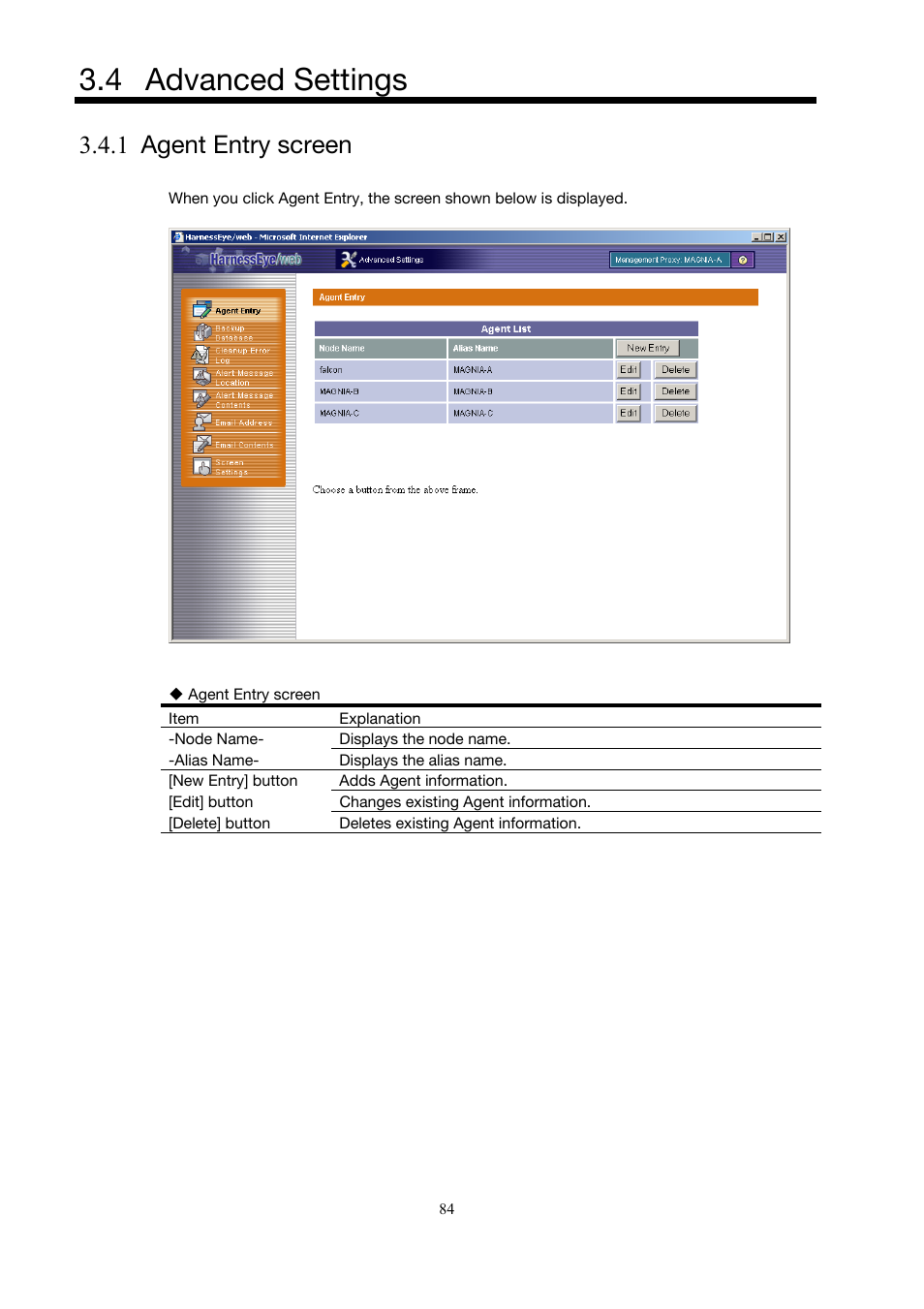 4 advanced settings, 1 agent entry screen | Toshiba Magnia 3310 User Manual | Page 93 / 154