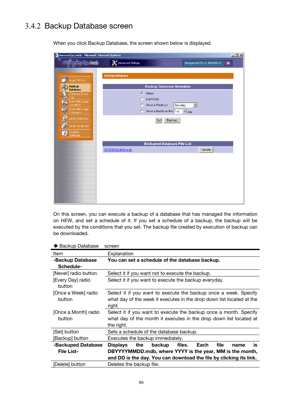 2 backup database screen | Toshiba Magnia 3310 User Manual | Page 95 / 154