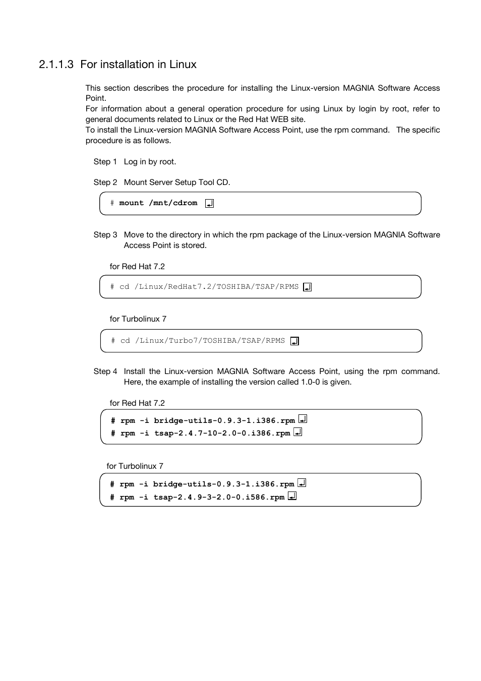 For installation in linux, 3 for installation in linux | Toshiba Magnia Z500 User Manual | Page 28 / 106