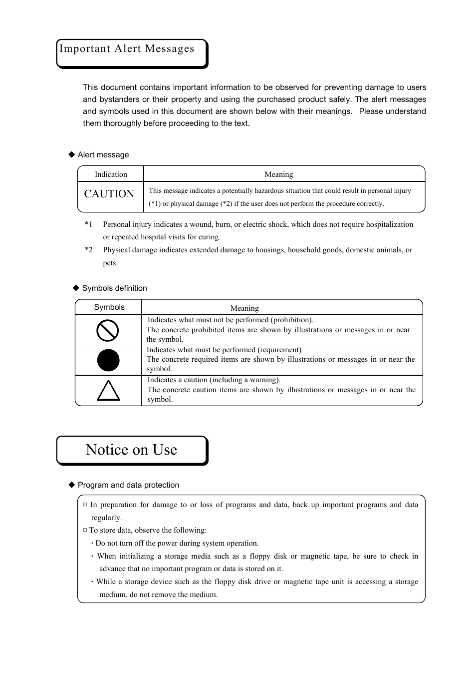 Notice on use, Important alert messages, Caution | Toshiba Magnia Z500 User Manual | Page 3 / 106