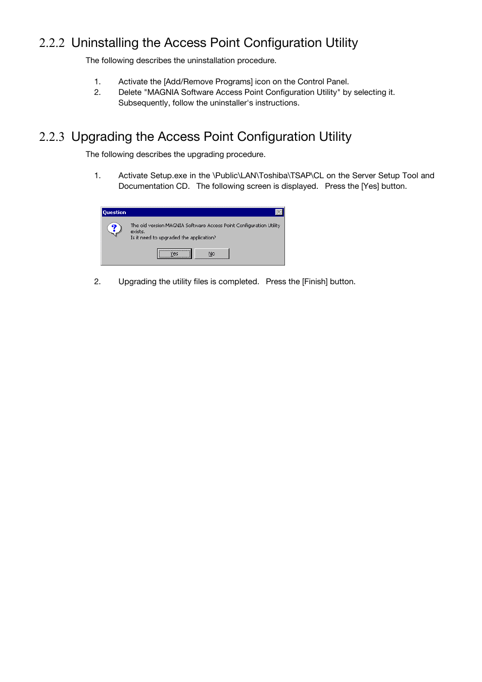 Upgrading the access point configuration utility, 3 upgrading the access point configuration utility | Toshiba Magnia Z500 User Manual | Page 40 / 106