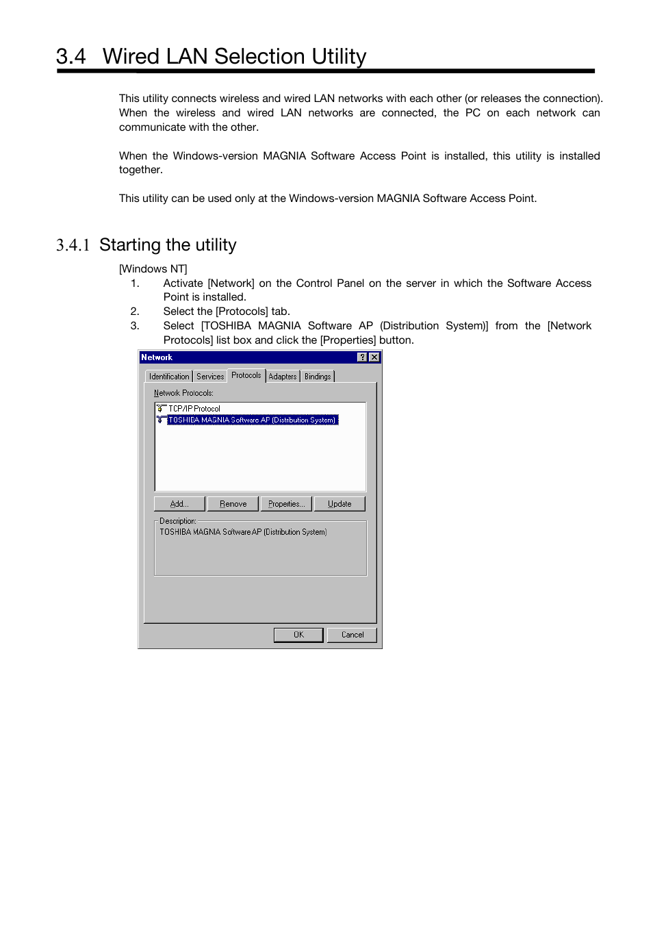 Wired lan selection utility, Starting the utility, 4 wired lan selection utility | 1 starting the utility | Toshiba Magnia Z500 User Manual | Page 55 / 106