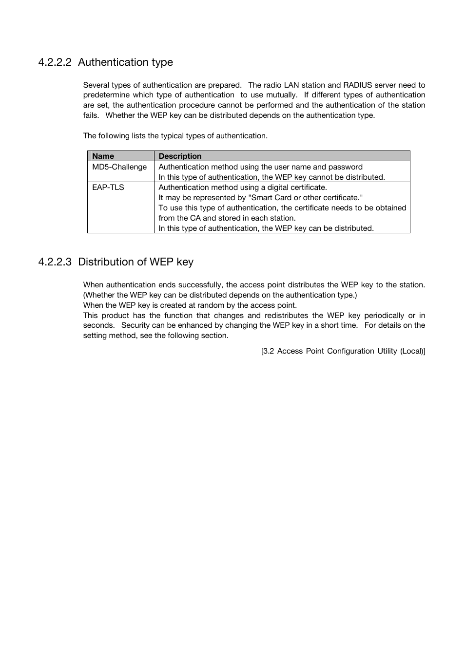 Authentication type, Distribution of wep key, 2 authentication type | 3 distribution of wep key | Toshiba Magnia Z500 User Manual | Page 77 / 106