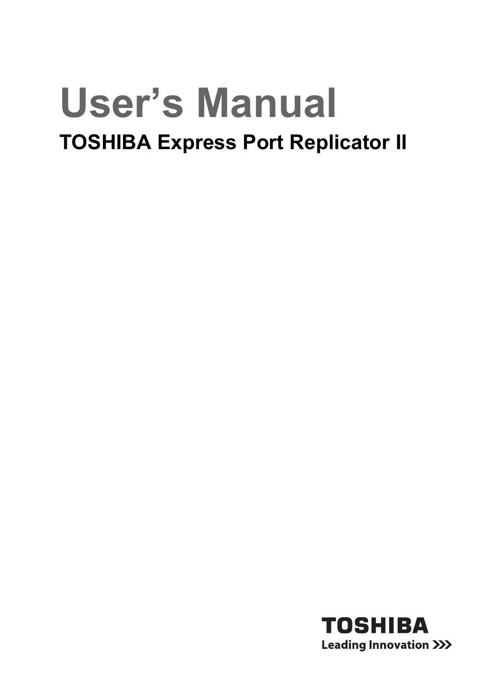 Toshiba Express Port Replicator II User Manual | 37 pages