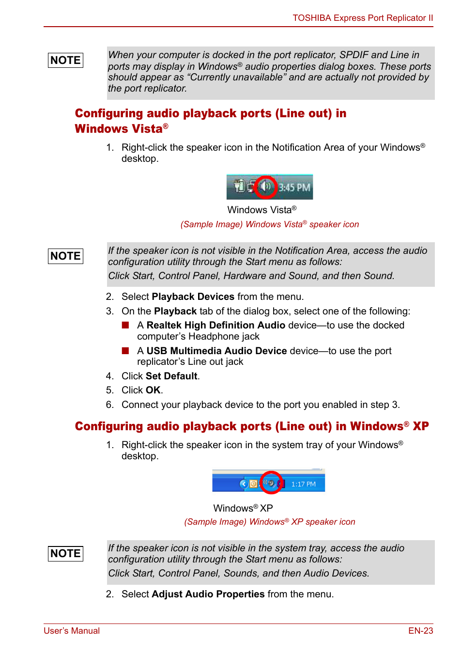 Toshiba Express Port Replicator II User Manual | Page 23 / 37