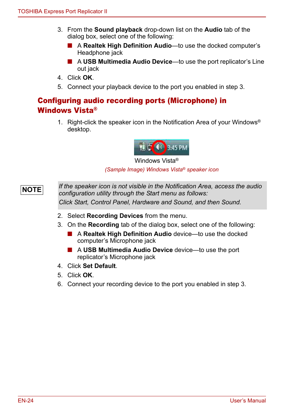 Toshiba Express Port Replicator II User Manual | Page 24 / 37