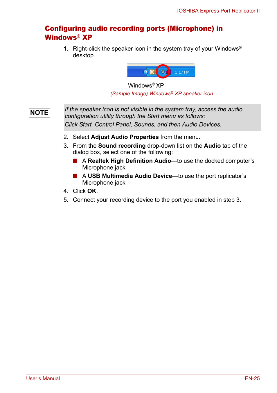 Toshiba Express Port Replicator II User Manual | Page 25 / 37