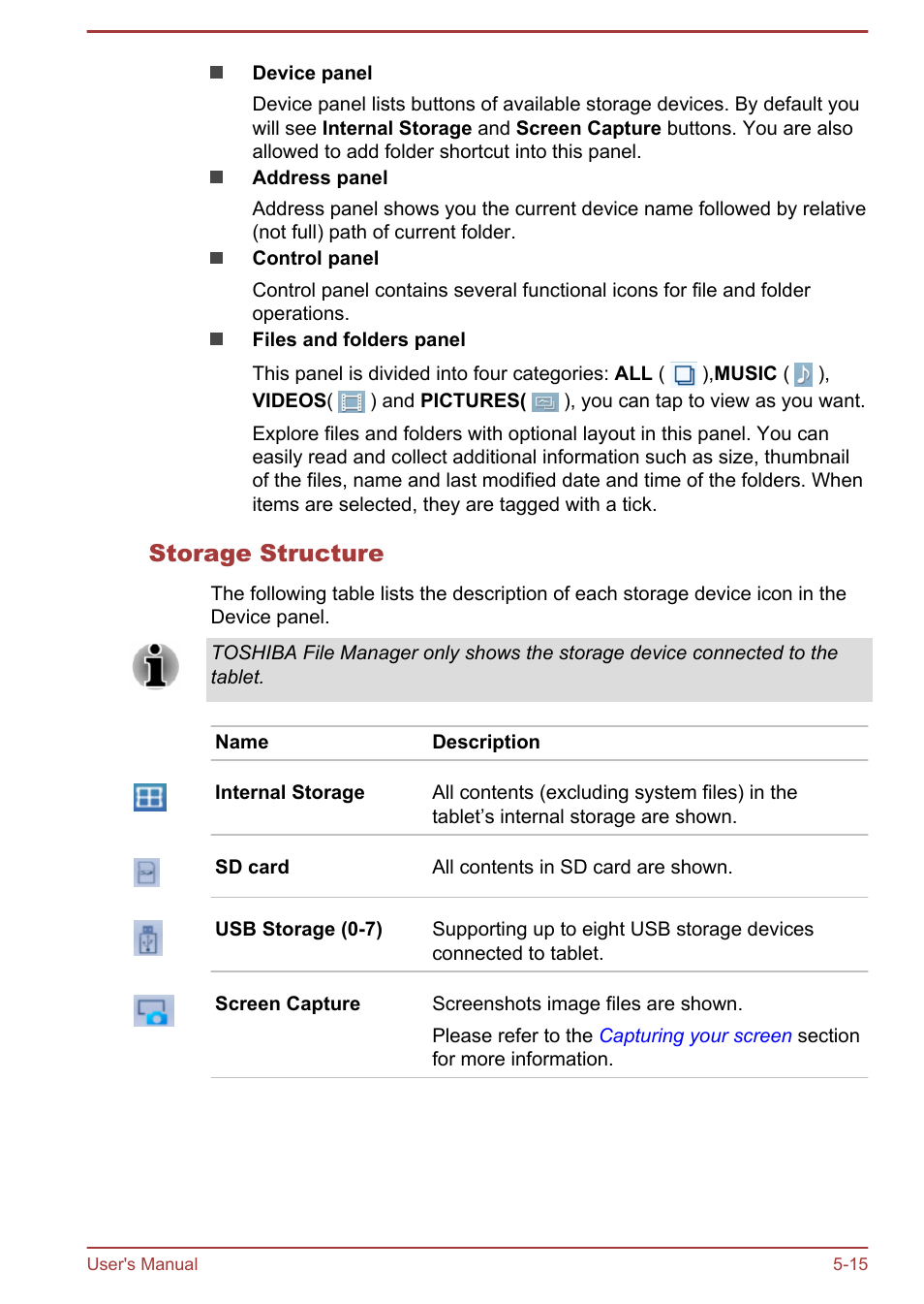 Storage structure | Toshiba AT10-A User Manual | Page 50 / 94