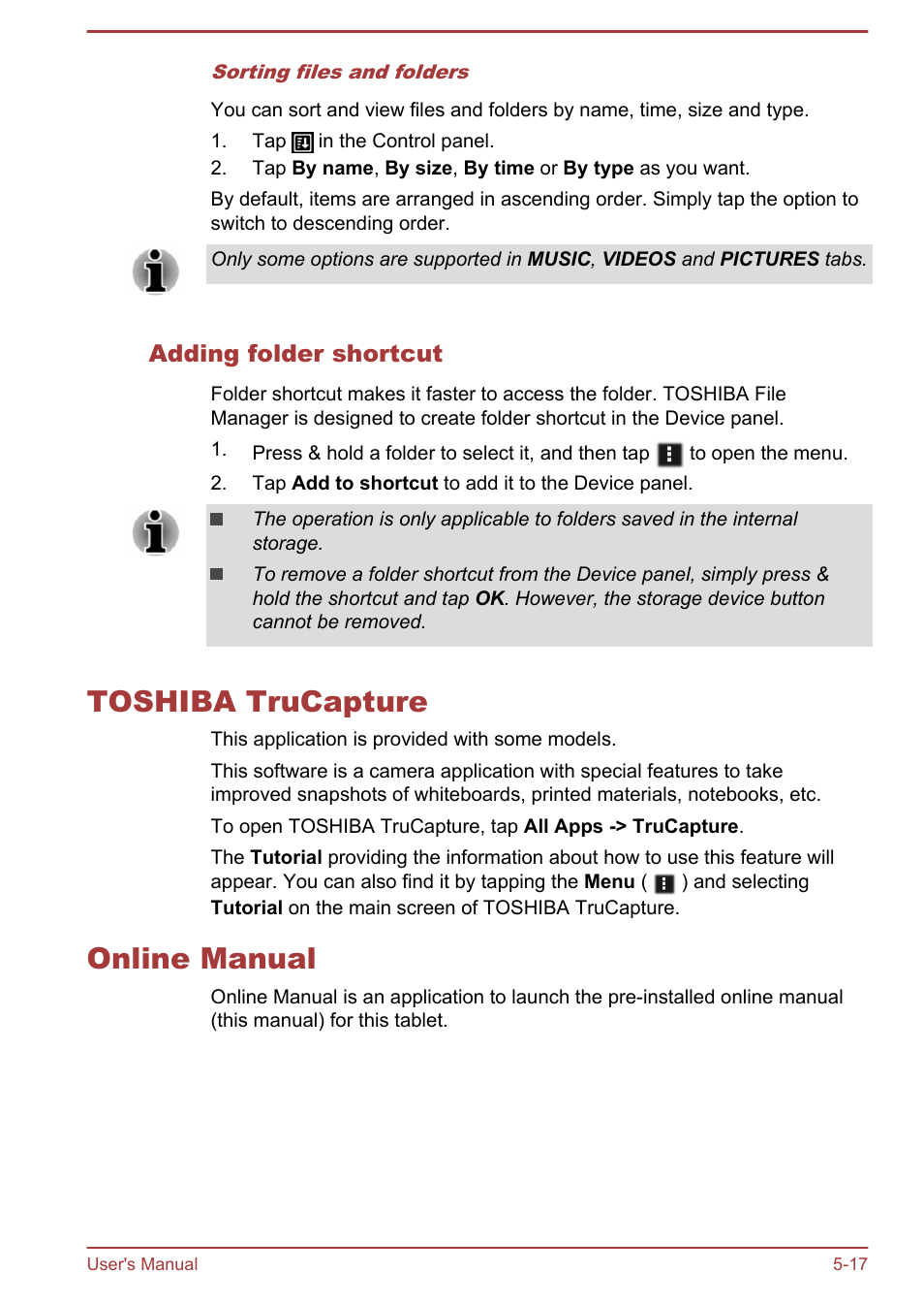 Adding folder shortcut, Toshiba trucapture, Online manual | Toshiba trucapture -17 online manual -17 | Toshiba AT10-A User Manual | Page 52 / 94