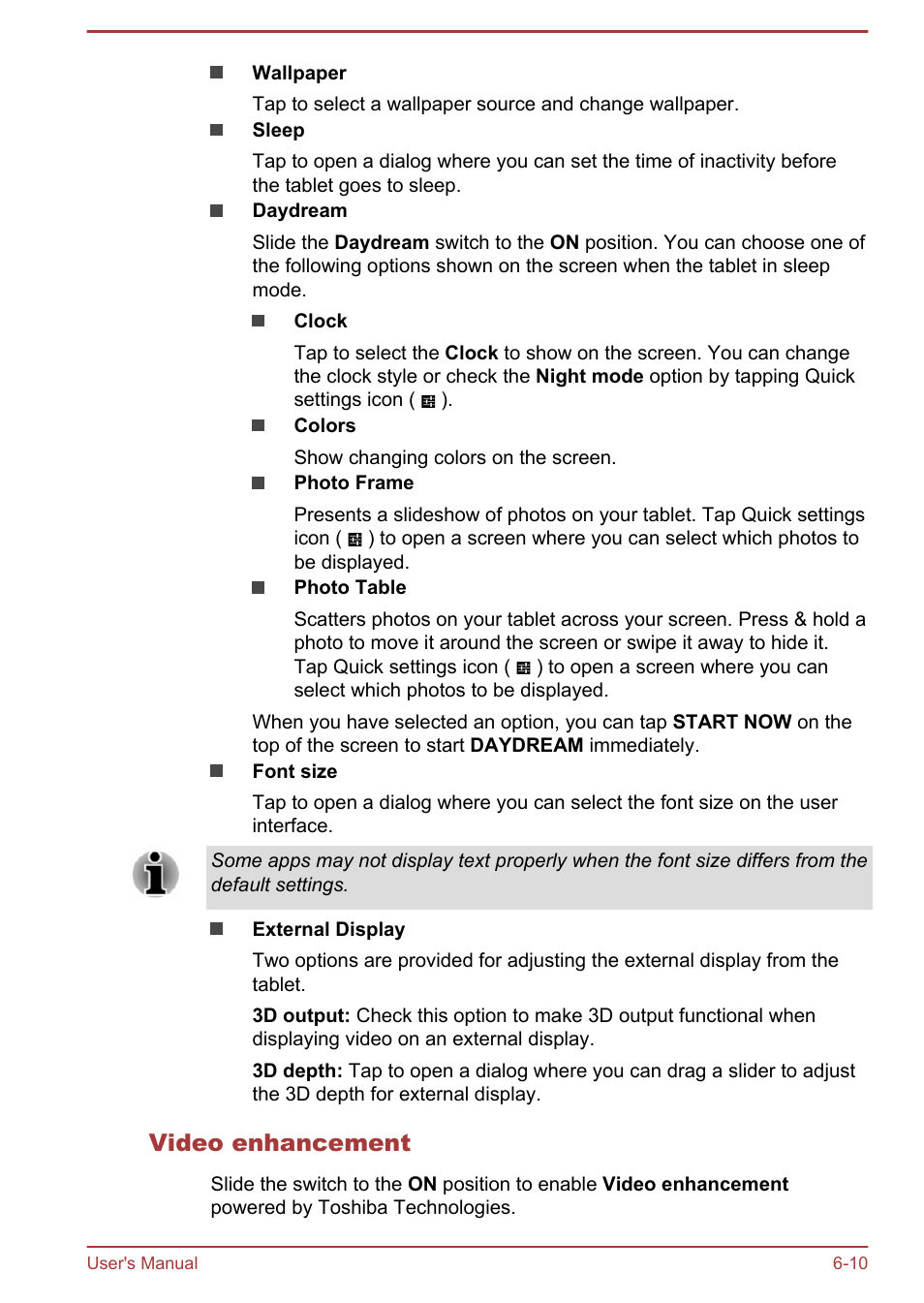 Video enhancement | Toshiba AT10-A User Manual | Page 62 / 94