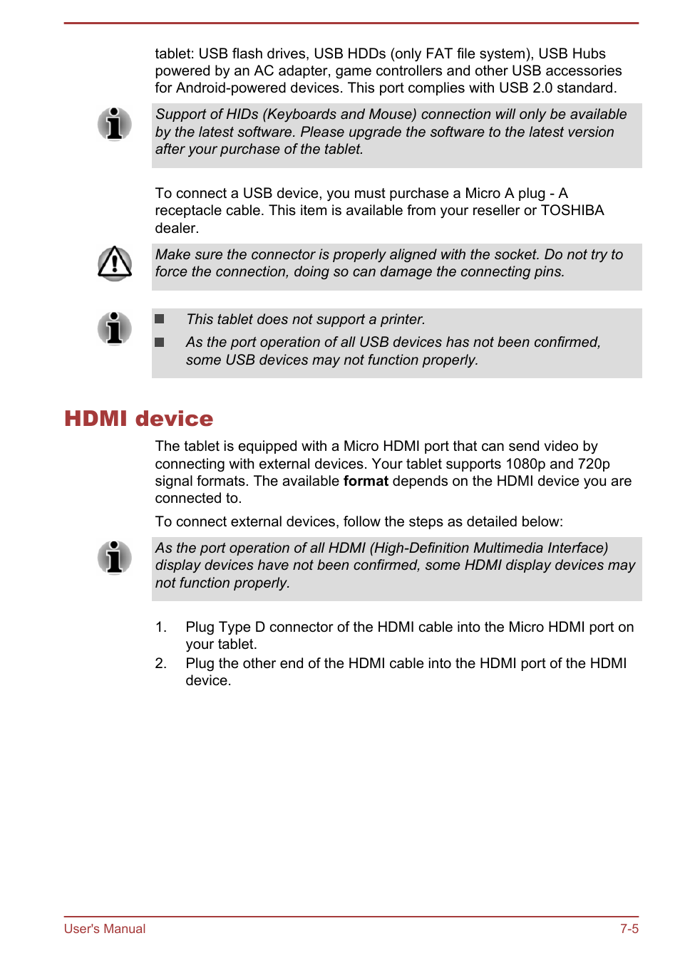 Hdmi device, Hdmi device -5 | Toshiba AT10-A User Manual | Page 80 / 94