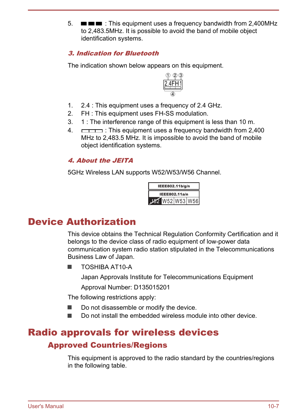 Device authorization, Radio approvals for wireless devices, Approved countries/regions | Toshiba AT10-A User Manual | Page 93 / 94