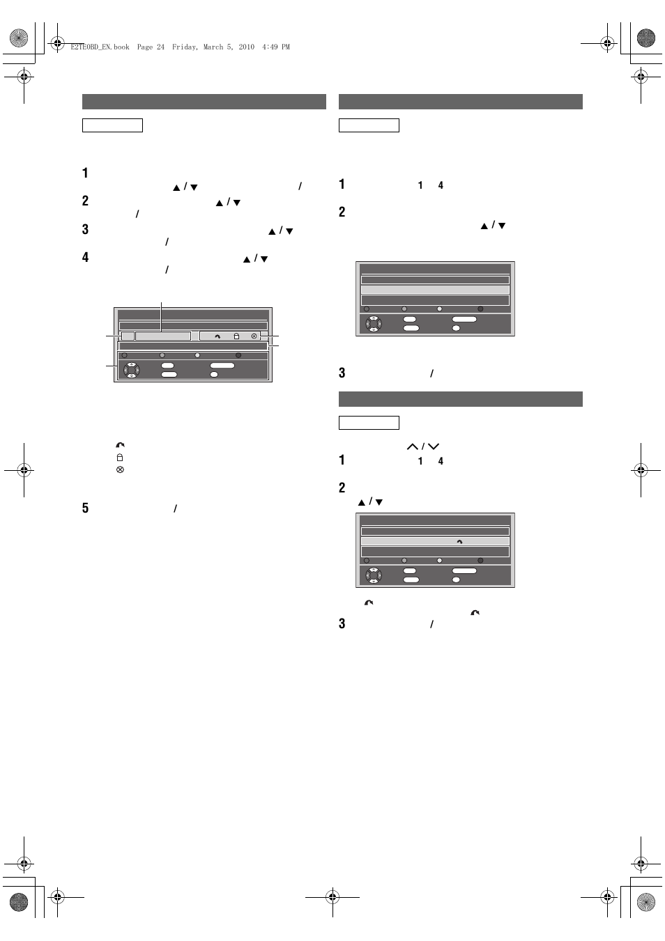 Edit channels, Edit group lists, Skip channels | Toshiba RD100 User Manual | Page 24 / 80