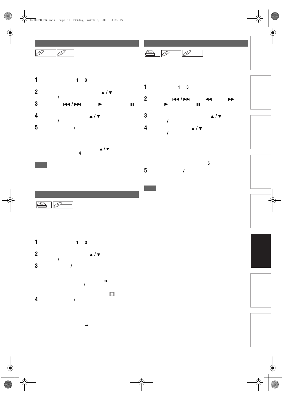 Hiding chapters protecting titles, Dividing a title | Toshiba RD100 User Manual | Page 61 / 80