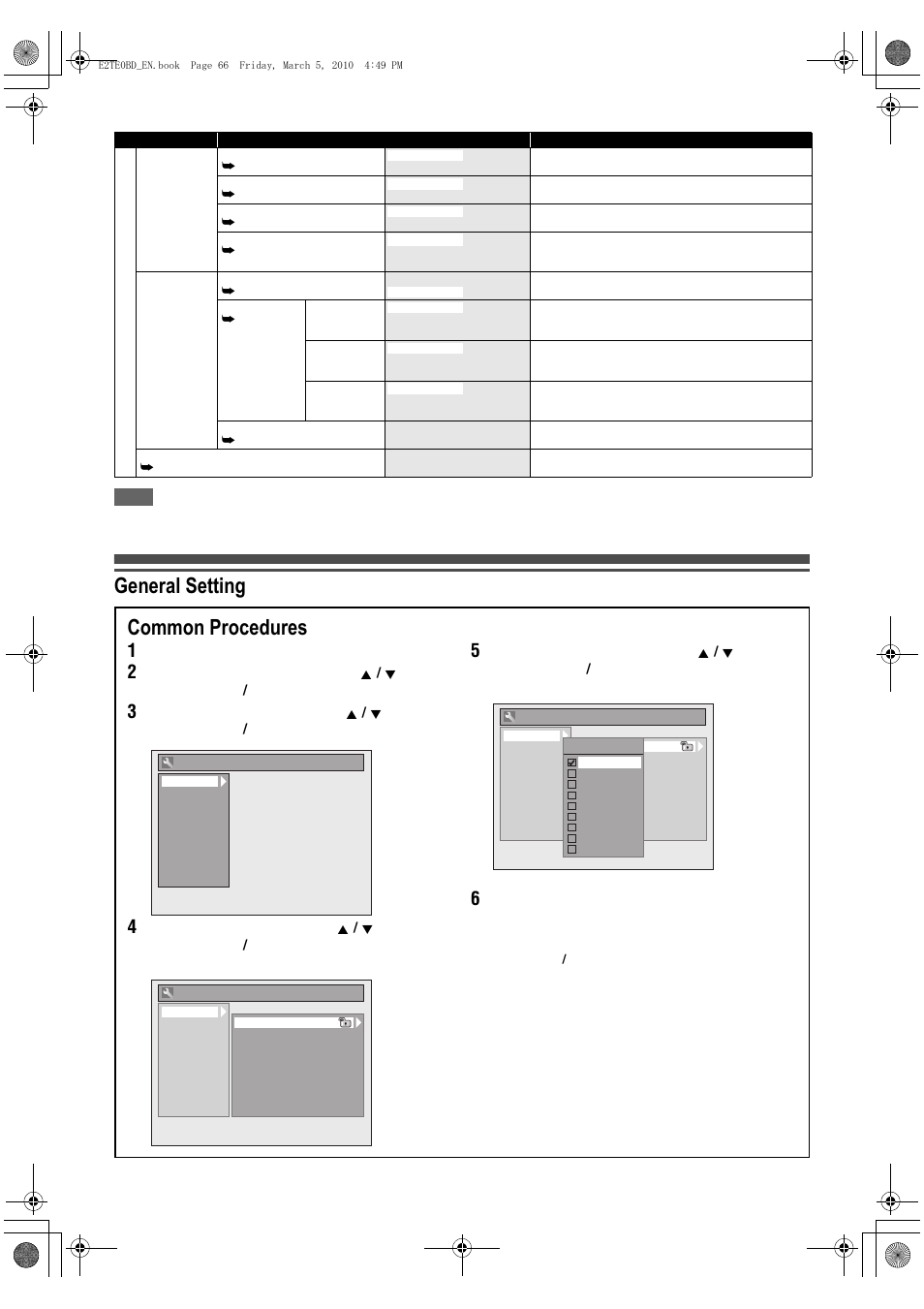 General setting, Common procedures | Toshiba RD100 User Manual | Page 66 / 80