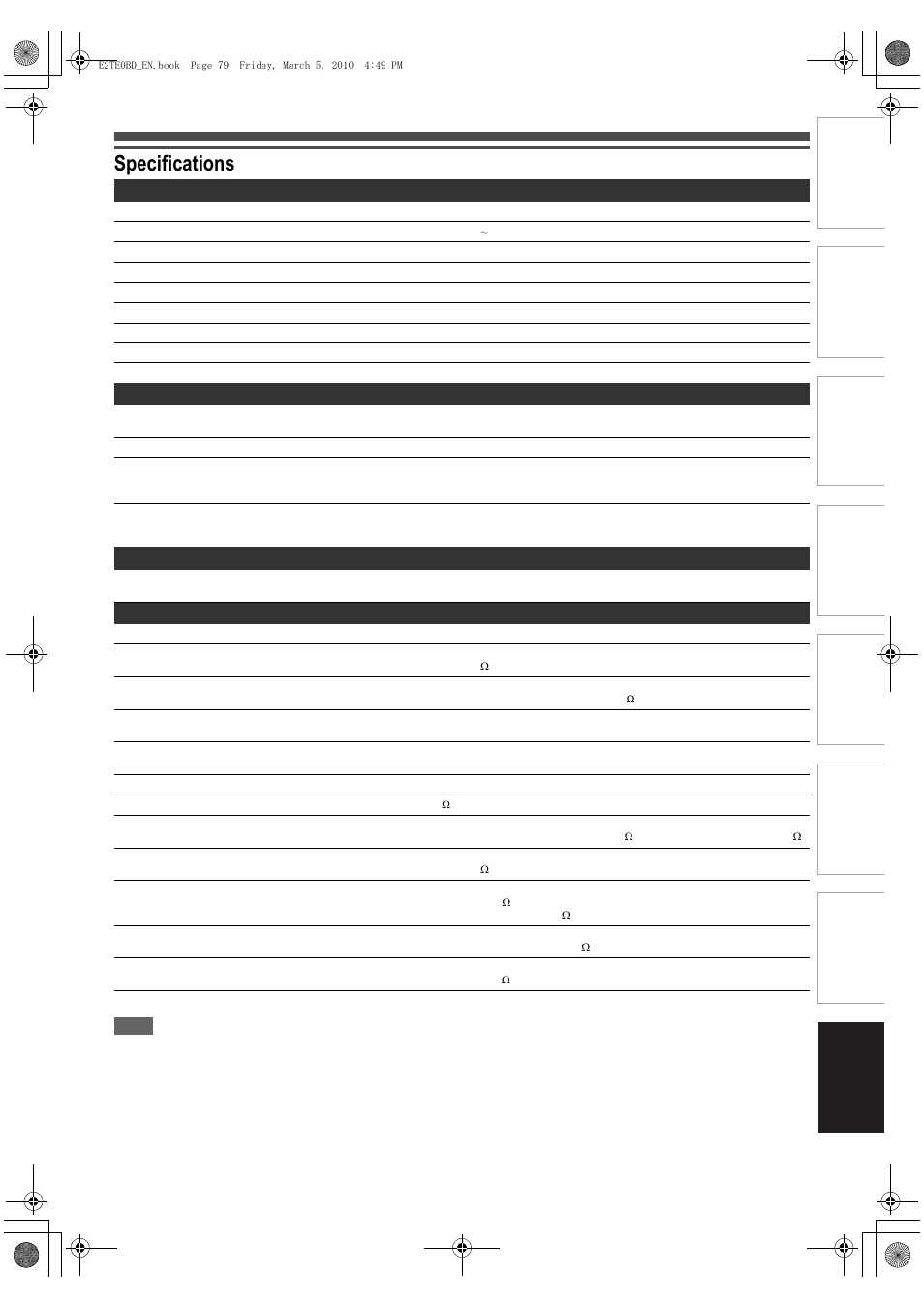 Specifications | Toshiba RD100 User Manual | Page 79 / 80
