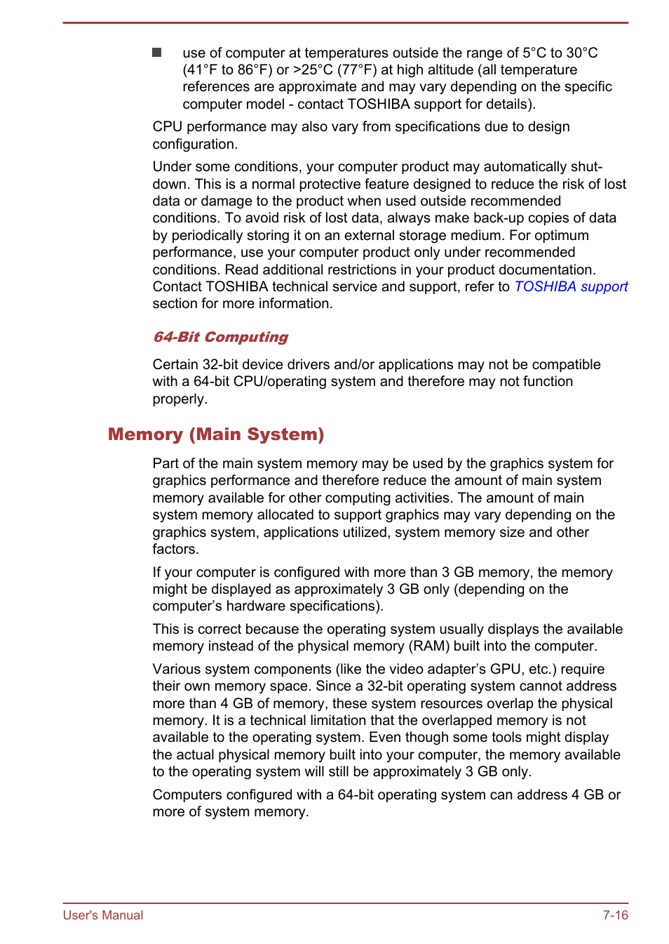 Memory (main system) | Toshiba Portege R30-A User Manual | Page 148 / 155