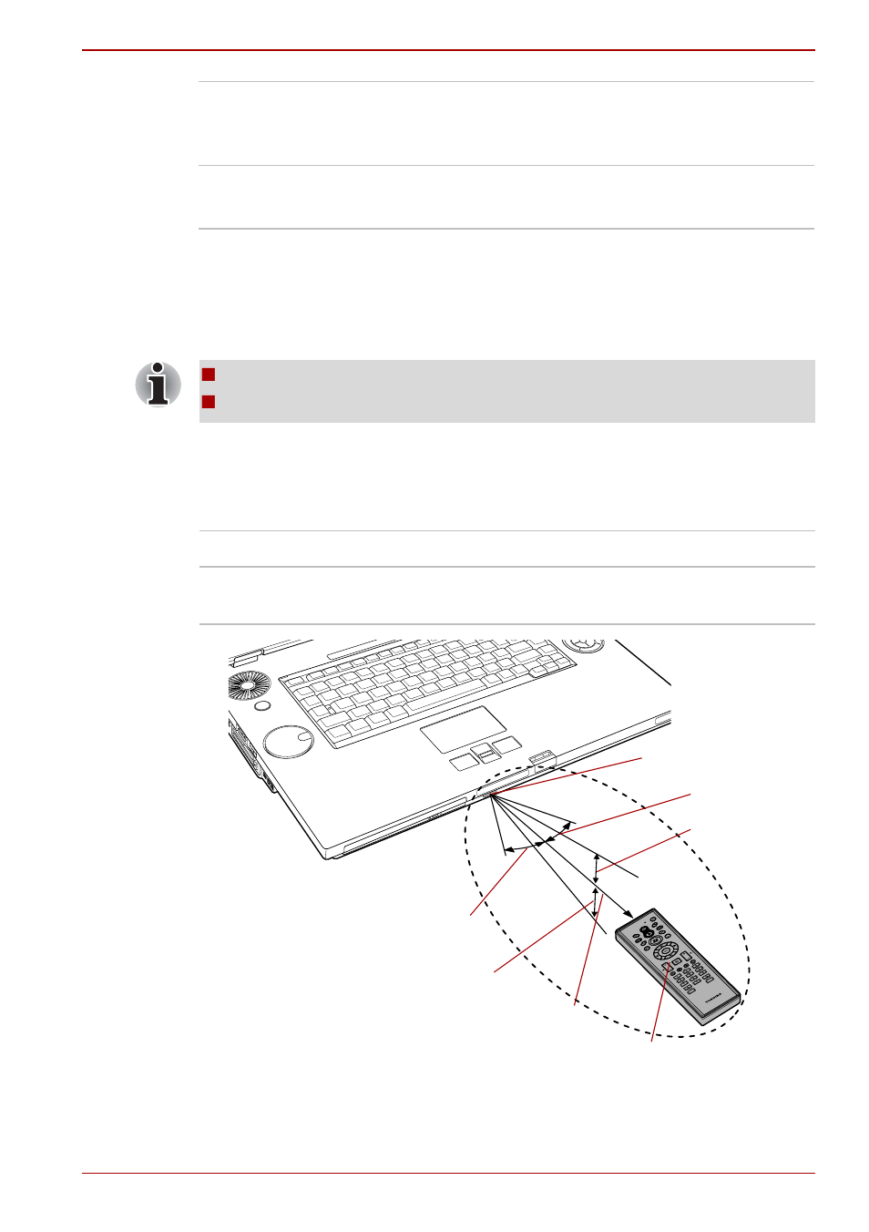 Using the remote controller, Using the remote controller -9, Operational range of the remote controller | Toshiba Qosmio G40 User Manual | Page 153 / 256