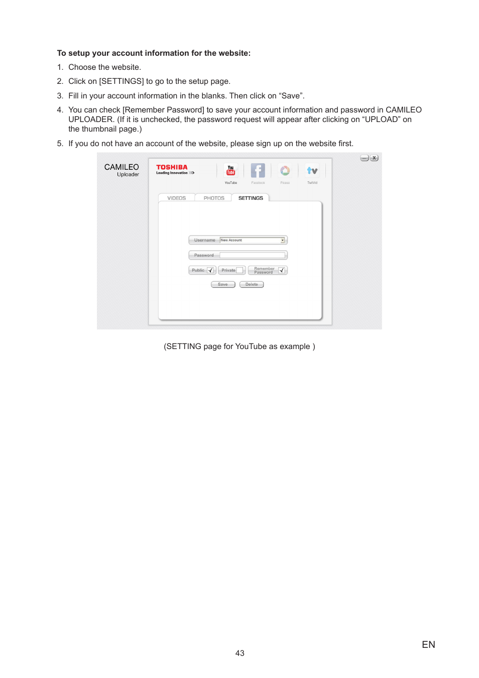 Toshiba Camileo B10 User Manual | Page 43 / 50