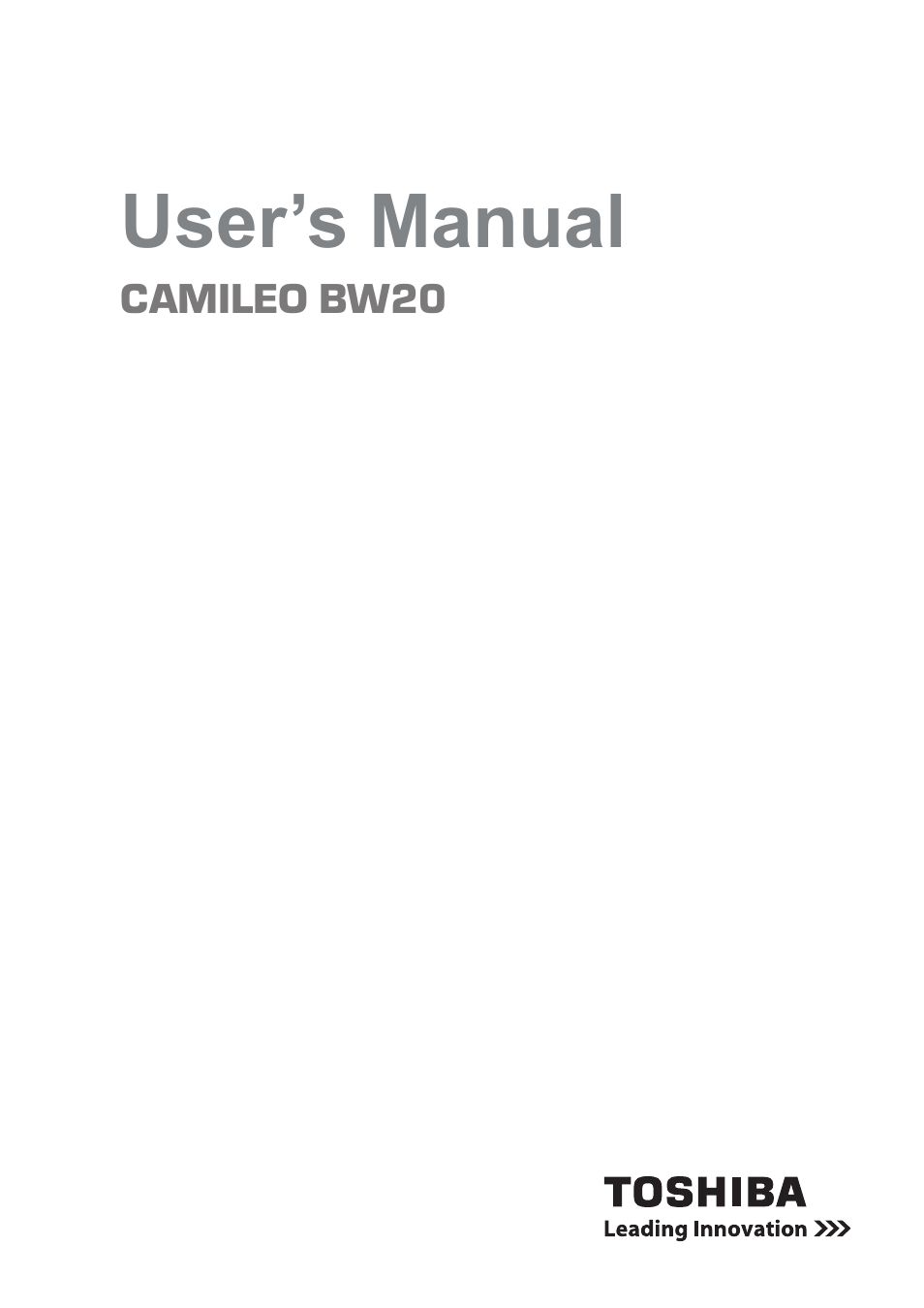Toshiba Camileo BW20 User Manual | 47 pages